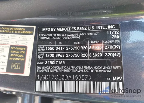 2013 Mercedes-Benz Gl-Class 4Matic z USA, uszkodzony, nr VIN 4JGDF7CE2DA159579